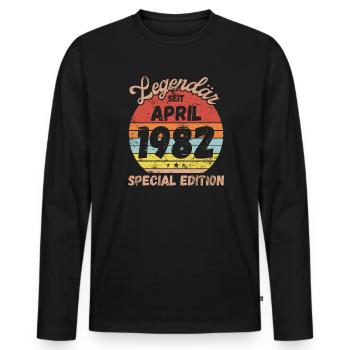 April 1982 - Geburtstag im April - Männer Premium Bio Langarmshirt - Schwarz - Vorne - Nico (187cm)