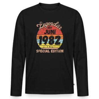 Juni 1982 - Geburtstag im Juni - Männer Premium Bio Langarmshirt - Schwarz - Vorne - Nico (187cm)