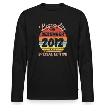 Dezember 2012 - Geburtstag im Dezember - Männer Premium Bio Langarmshirt - Schwarz - Vorne - Nico (187cm)