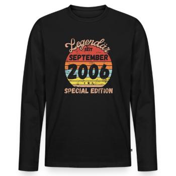 September 2006 - Geburtstag im September - Männer Premium Bio Langarmshirt - Schwarz - Vorne - Nico (187cm)