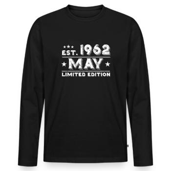 Mai 1962 - Anniversaire en mai - T-shirt manches longues Premium bio Homme - noir - Devant - Nico (187cm)