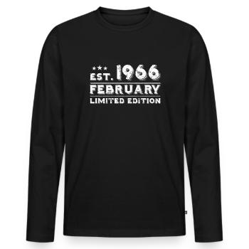 February 1966 - Geburtstag im Februar - Männer Premium Bio Langarmshirt - Schwarz - Vorne - Nico (187cm)