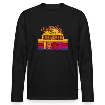 Octobre 1983 - Anniversaire en octobre - T-shirt manches longues Premium bio Homme - noir - Devant - Nico (187cm)