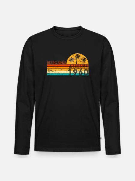 Retro since August 1960 - Geburtstag im August - Männer Premium Bio Langarmshirt - Schwarz
