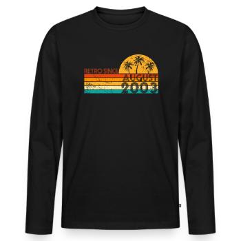Retro since August 2003 - Geburtstag im August - Männer Premium Bio Langarmshirt - Schwarz - Vorne - Nico (187cm)