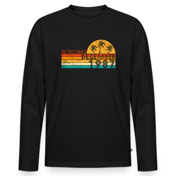 Retro since Dezember 1987 - Geburtstag im Dezember - Männer Premium Bio Langarmshirt - Schwarz - Vorne - Nico (187cm)