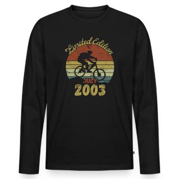 Anniversaire Vélo Vélo Juillet 2003 - T-shirt manches longues Premium bio Homme - noir - Devant - Nico (187cm)