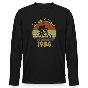 Anniversaire Vélo Vélo Décembre 1984 - T-shirt manches longues Premium bio Homme - noir - Devant - Nico (187cm)