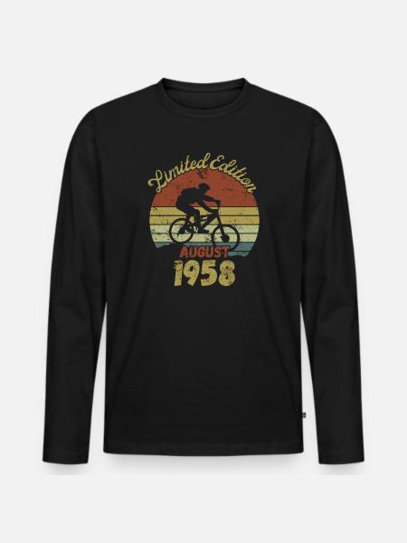 Geburtstag Fahrrad Bike August 1958 - Männer Premium Bio Langarmshirt - Schwarz