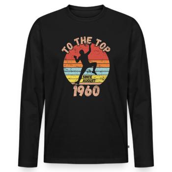 Geburtstag Klettern Bouldern seit August 1960 - Männer Premium Bio Langarmshirt - Schwarz - Vorne - Nico (187cm)