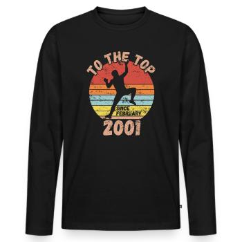Geburtstag Klettern Bouldern seit Februar 2001 - Männer Premium Bio Langarmshirt - Schwarz - Vorne - Nico (187cm)