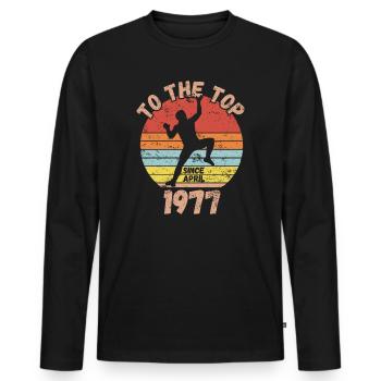 Geburtstag Klettern Bouldern seit April 1977 - Männer Premium Bio Langarmshirt - Schwarz - Vorne - Nico (187cm)