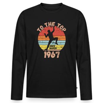 Anniversaire Escalade Bouldering depuis mars 1967 - T-shirt manches longues Premium bio Homme - noir - Devant - Nico (187cm)