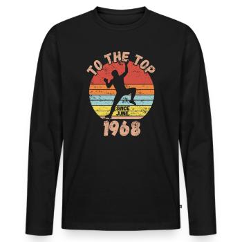 Anniversaire Escalade Bouldering depuis juin 1968 - T-shirt manches longues Premium bio Homme - noir - Devant - Nico (187cm)