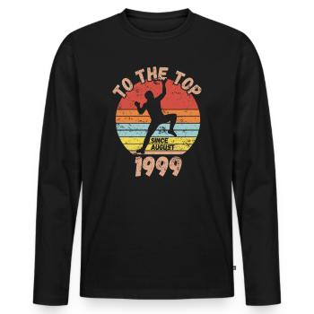 Anniversaire Escalade Bouldering depuis août 1999 - T-shirt manches longues Premium bio Homme - noir - Devant - Nico (187cm)