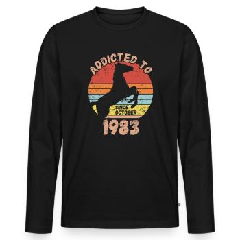 Geburtstag Pferde Reiten Oktober 1983 - Männer Premium Bio Langarmshirt - Schwarz - Vorne - Nico (187cm)