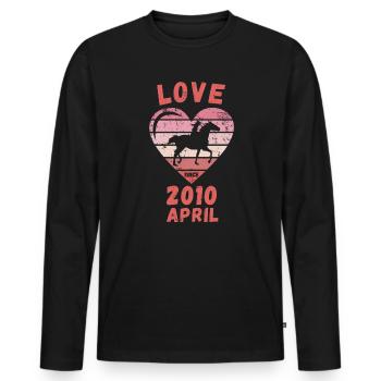 Love Pferde Reiten Geburtstag April 2010 - Männer Premium Bio Langarmshirt - Schwarz - Vorne - Nico (187cm)