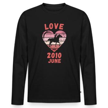 Love Pferde Reiten Geburtstag Juni 2010 - Männer Premium Bio Langarmshirt - Schwarz - Vorne - Nico (187cm)