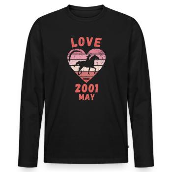 Love Horse Riding Birthday May 2001 - Men's Premium Organic Long Sleeve Shirt - black - Front - Nico (187cm)