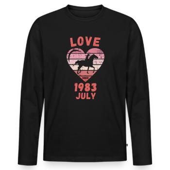 Love Pferde Reiten Geburtstag Juli 1983 - Männer Premium Bio Langarmshirt - Schwarz - Vorne - Nico (187cm)