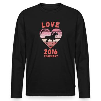 Love Pferde Reiten Geburtstag Februar 2016 - Männer Premium Bio Langarmshirt - Schwarz - Vorne - Nico (187cm)