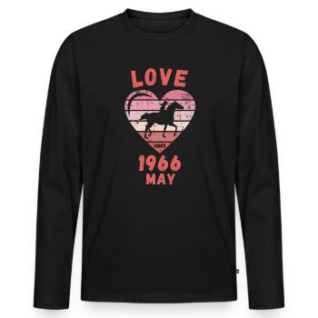 Love Horse Riding Birthday May 1966 - Men's Premium Organic Long Sleeve Shirt - black - Front - Nico (187cm)