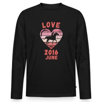 Love Pferde Reiten Geburtstag Juni 2016 - Männer Premium Bio Langarmshirt - Schwarz - Vorne - Nico (187cm)