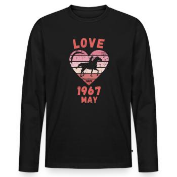 Love Horse Riding Birthday May 1967 - Men's Premium Organic Long Sleeve Shirt - black - Front - Nico (187cm)
