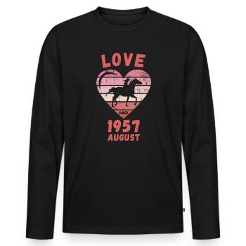 Amour équitation anniversaire août 1957 - T-shirt manches longues Premium bio Homme - noir - Devant - Nico (187cm)