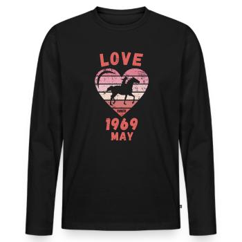 Love Horse Riding Birthday May 1969 - Men's Premium Organic Long Sleeve Shirt - black - Front - Nico (187cm)
