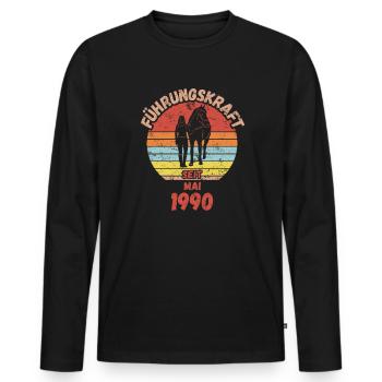 Führungskraft Reiten Geburtstag Mai 1990 - Männer Premium Bio Langarmshirt - Schwarz - Vorne - Nico (187cm)
