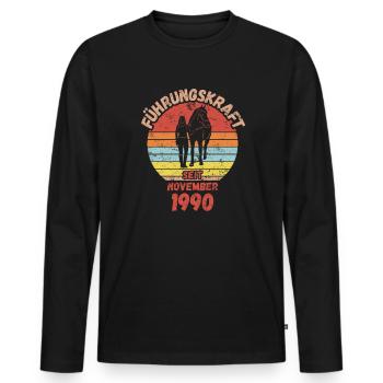 Führungskraft Reiten Geburtstag November 1990 - Männer Premium Bio Langarmshirt - Schwarz - Vorne - Nico (187cm)
