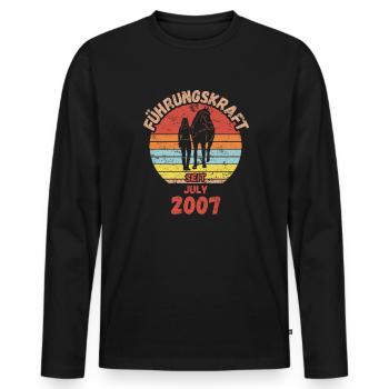 Führungskraft Reiten Geburtstag Juli 2007 - Männer Premium Bio Langarmshirt - Schwarz - Vorne - Nico (187cm)