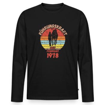 Führungskraft Reiten Geburtstag Februar 1978 - Männer Premium Bio Langarmshirt - Schwarz - Vorne - Nico (187cm)