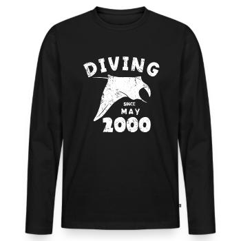 Anniversaire du plongeur - Plongée depuis mai 2000 - T-shirt manches longues Premium bio Homme - noir - Devant - Nico (187cm)