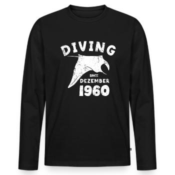 Taucher Geburtstag - Diving since December 1960 - Männer Premium Bio Langarmshirt - Schwarz - Vorne - Nico (187cm)