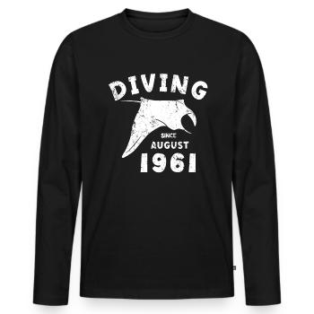 Taucher Geburtstag - Diving since August 1961 - Männer Premium Bio Langarmshirt - Schwarz - Vorne - Nico (187cm)