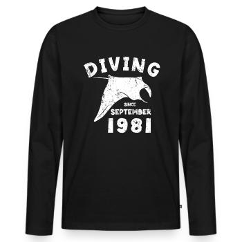 Taucher Geburtstag - Diving since September 1981 - Männer Premium Bio Langarmshirt - Schwarz - Vorne - Nico (187cm)