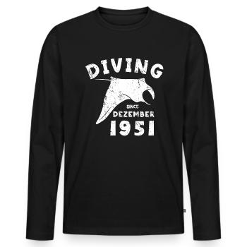 Taucher Geburtstag - Diving since December 1951 - Männer Premium Bio Langarmshirt - Schwarz - Vorne - Nico (187cm)