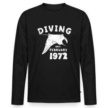 Taucher Geburtstag - Diving since February 1972 - Männer Premium Bio Langarmshirt - Schwarz - Vorne - Nico (187cm)