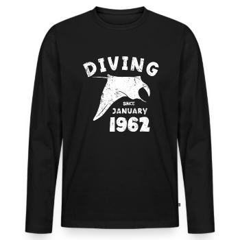 Taucher Geburtstag - Diving since January 1962 - Männer Premium Bio Langarmshirt - Schwarz - Vorne - Nico (187cm)