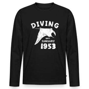 Taucher Geburtstag - Diving since January 1953 - Männer Premium Bio Langarmshirt - Schwarz - Vorne - Nico (187cm)