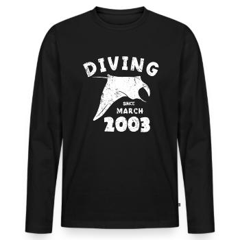 Diver Birthday - Plongée depuis mars 2003 - T-shirt manches longues Premium bio Homme - noir - Devant - Nico (187cm)