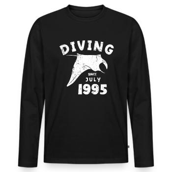 Diver Birthday - Diving since July 1995 - Men's Premium Organic Long Sleeve Shirt - black - Front - Nico (187cm)