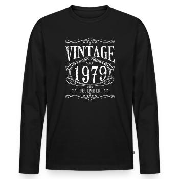 Anniversaire - Millésime depuis décembre 1979 - T-shirt manches longues Premium bio Homme - noir - Devant - Nico (187cm)