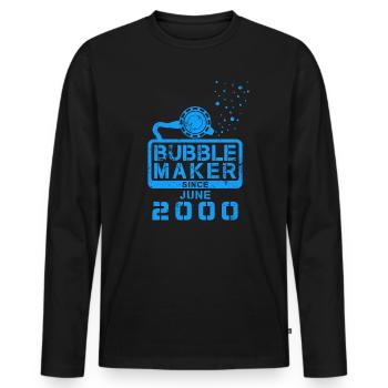 Plongeur Birthday Bubblemaker depuis juin 2000 - T-shirt manches longues Premium bio Homme - noir - Devant - Nico (187cm)