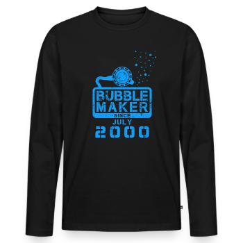 Plongeur Birthday Bubblemaker depuis juillet 2000 - T-shirt manches longues Premium bio Homme - noir - Devant - Nico (187cm)
