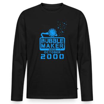 Plongeur Birthday Bubblemaker depuis octobre 2000 - T-shirt manches longues Premium bio Homme - noir - Devant - Nico (187cm)