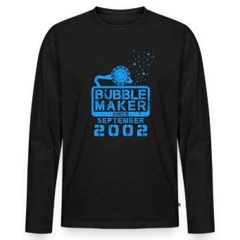 Plongeur Birthday Bubblemaker depuis septembre 2002 - T-shirt manches longues Premium bio Homme - noir - Devant - Nico (187cm)