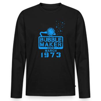 Diver Birthday Bubblemaker since March 1973 - Men's Premium Organic Long Sleeve Shirt - black - Front - Nico (187cm)